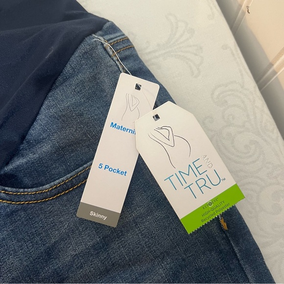 NWT Time and Tru Women's Maternity Over Belly Band Skinny Jeans Band Size large - Picture 6 of 12